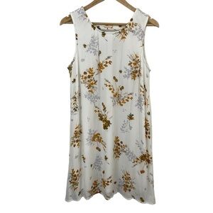 Maurices Spring Floral Dress Womens L White Yellow Feminine Pretty Knee Length